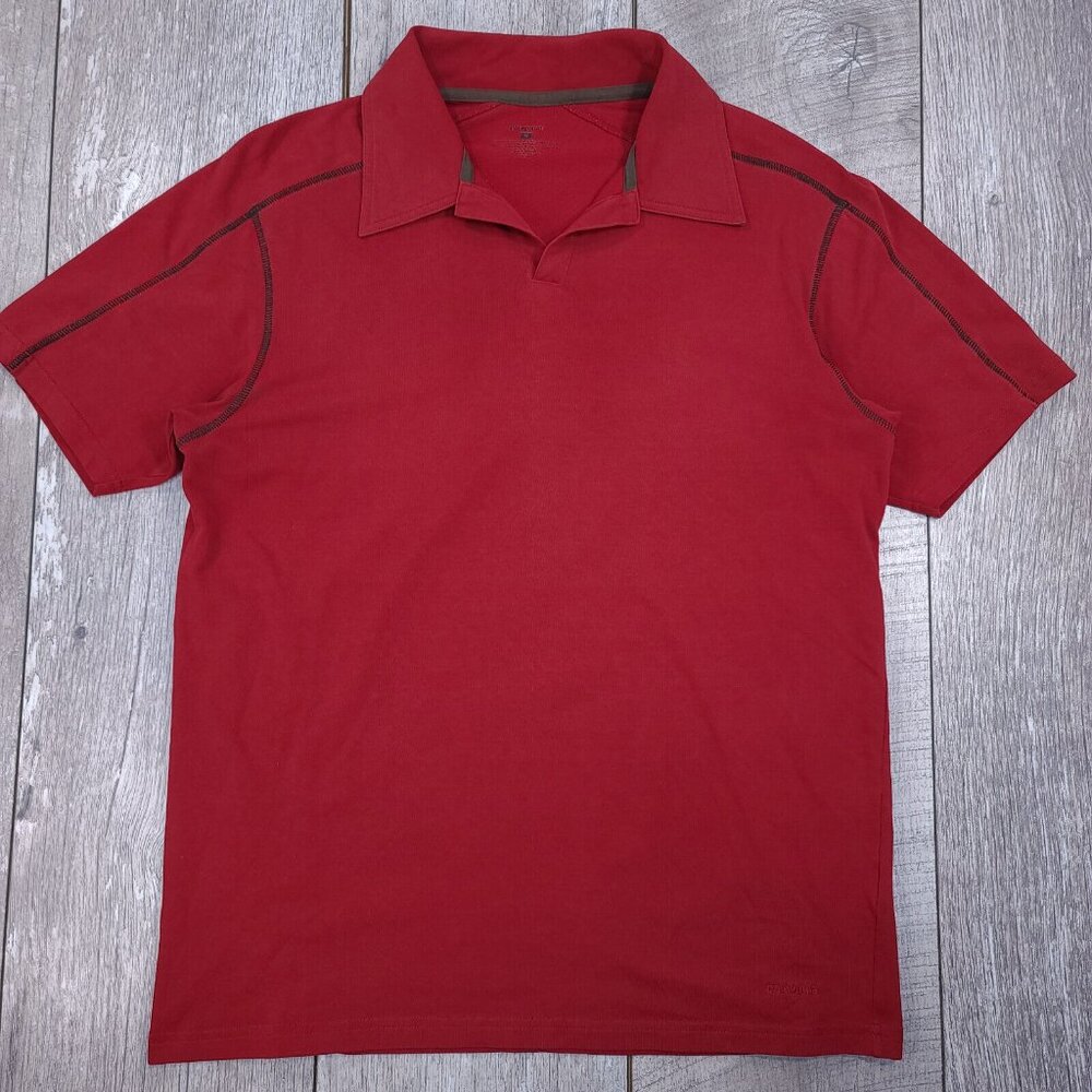 Patagonia Mens Stretch Polo Shirt Size Medium Red Performance Short Sleeve Top